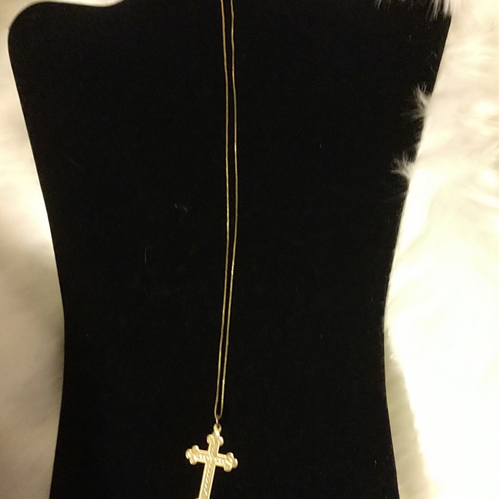 ANTIQUE Hallmarked Old Gold Trefoil Cross 19thC Arts&Crafts Movement - Picture 5 of 11